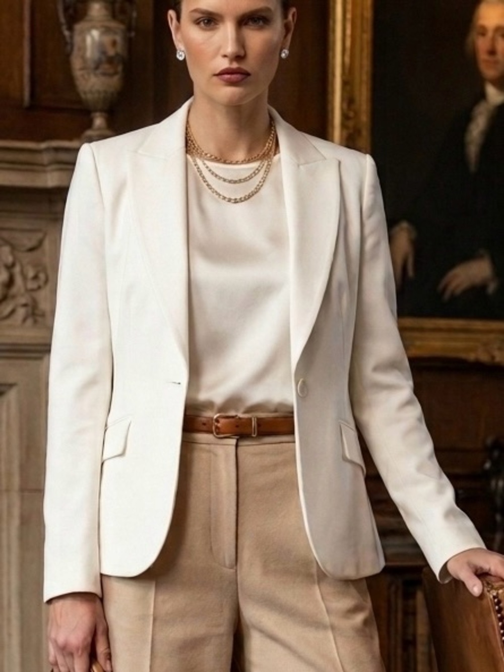 Fabrizio Gianni Ivory Tailored Single-Button Blazer Jacket - Size 6